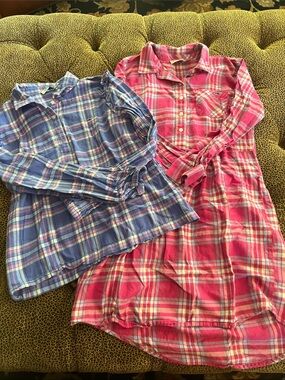 Vineyard Vines Girls Plaid Shirt & Dresses - Pink & Blue Flannel size 12